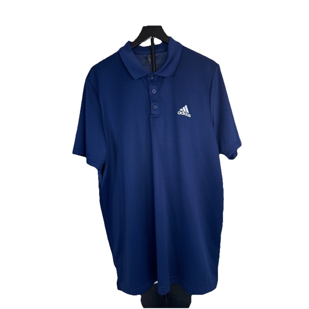 Adidas Mens Golf Polo Shirt Short Sleeve Logo Navy Blue Size XL
